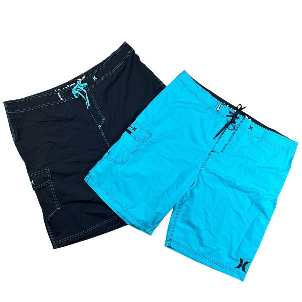 Hurley Boardshorts One and‎ Only Mens Size 42 x 22 Swim Trunks Bundle Black Blue